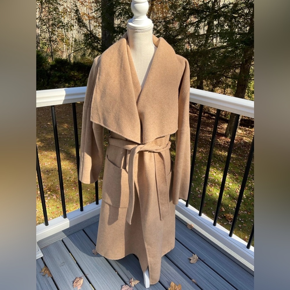 Badgley Mischka Brown Wool Wrap Coat
